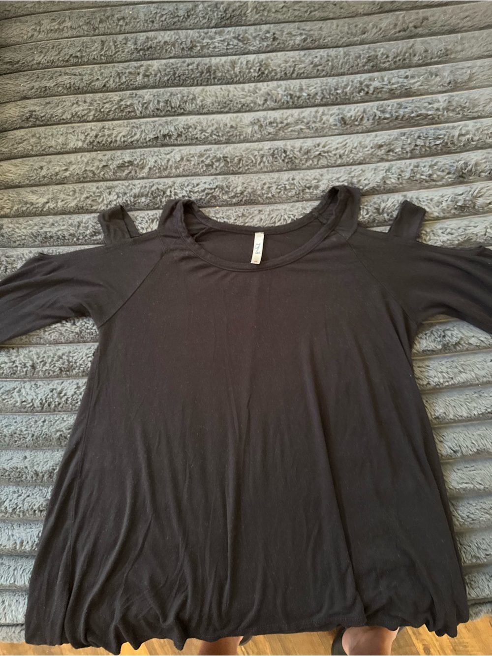 Black Swing Long Sleeve Top with Flowy Hem and Arm Cut-outs